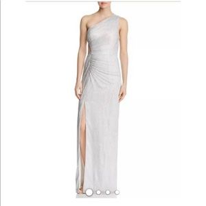 🤍 Aidan Mattox One Shoulder Metallic Knit Gown 🤍